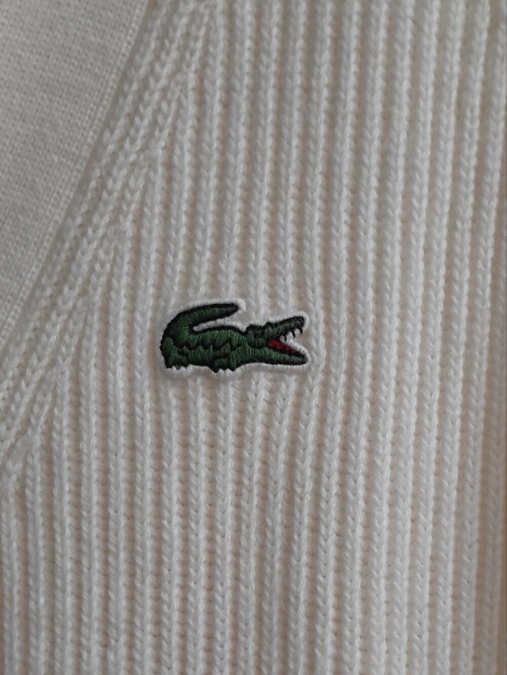 Lacoste Ivory Ribbed Open-Front Cardigan - Picture 3 of 5